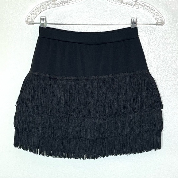 Conny Black Stretch Fringe Mini Skirt Skort Size Small - Picture 3 of 7